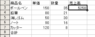 コピーしたいセルの右下