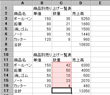 数値を変えると再計算