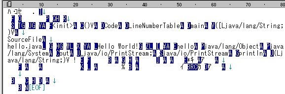 .classファイルをテキストエディタで開いたときの様子